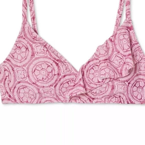 Shade & Shore Pink Ruffle Asymmetrical Bikini 2 Piece Summer Cute Set NWT - Picture 9 of 15